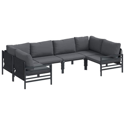 Set Divano da Giardino con cuscino 6 pcs Nero Acciaio