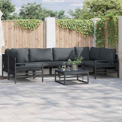 Set Divano da Giardino con cuscino 7 pcs Nero Acciaio