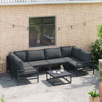 Set Divano da Giardino con cuscino 7 pcs Nero Acciaio