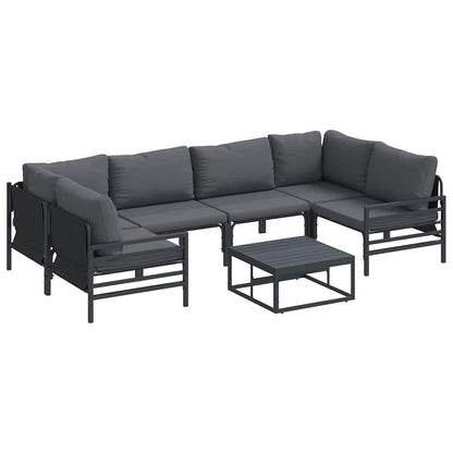 Set Divano da Giardino con cuscino 7 pcs Nero Acciaio