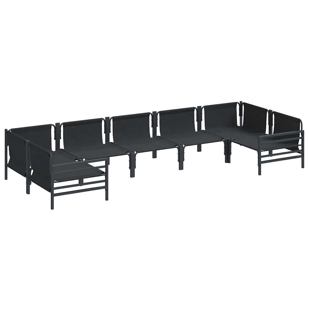 Set Divano da Giardino con cuscino 7 pcs Nero Acciaio