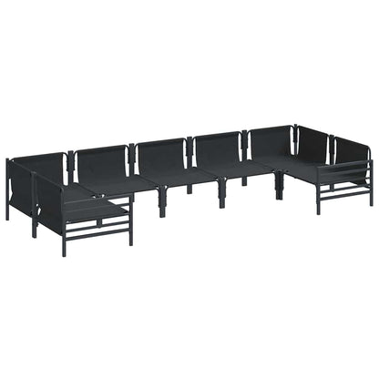 Set Divano da Giardino con cuscino 7 pcs Nero Acciaio