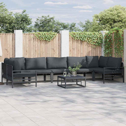 Set Divano da Giardino con cuscino 8 pcs Nero Acciaio