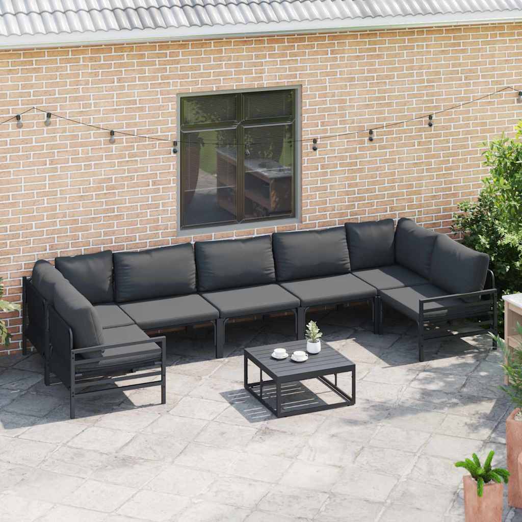 Set Divano da Giardino con cuscino 8 pcs Nero Acciaio