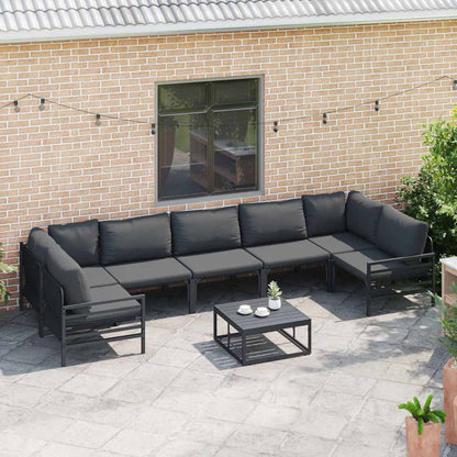 Set Divano da Giardino con cuscino 8 pcs Nero Acciaio