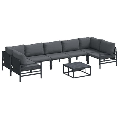 Set Divano da Giardino con cuscino 8 pcs Nero Acciaio