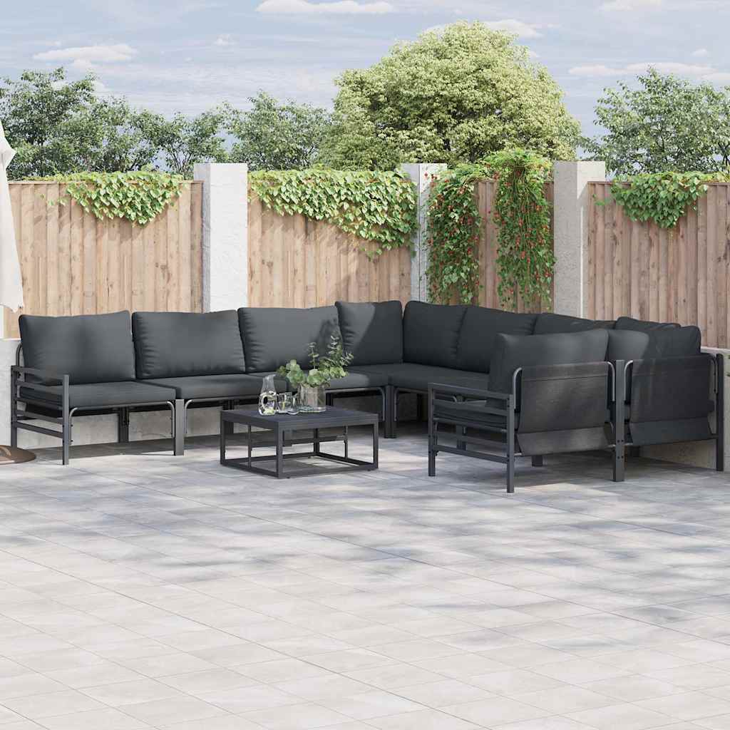 Set Divano da Giardino con cuscino Antracite Acciaio