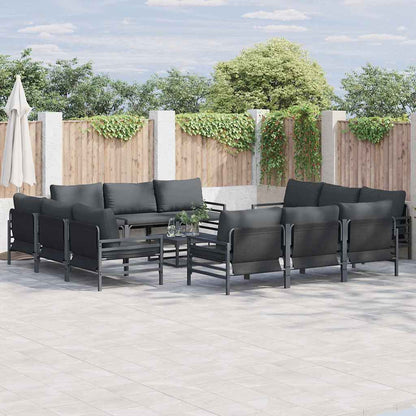 Set Divano da Giardino con cuscino 12 pcs Nero Acciaio