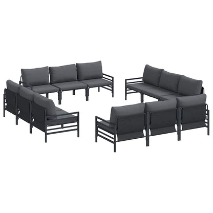 Set Divano da Giardino con cuscino 12 pcs Nero Acciaio