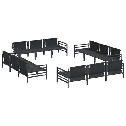 Set Divano da Giardino con cuscino 12 pcs Nero Acciaio