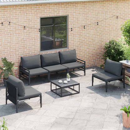 Set Divano da Giardino con cuscino 5 pcs Nero Acciaio