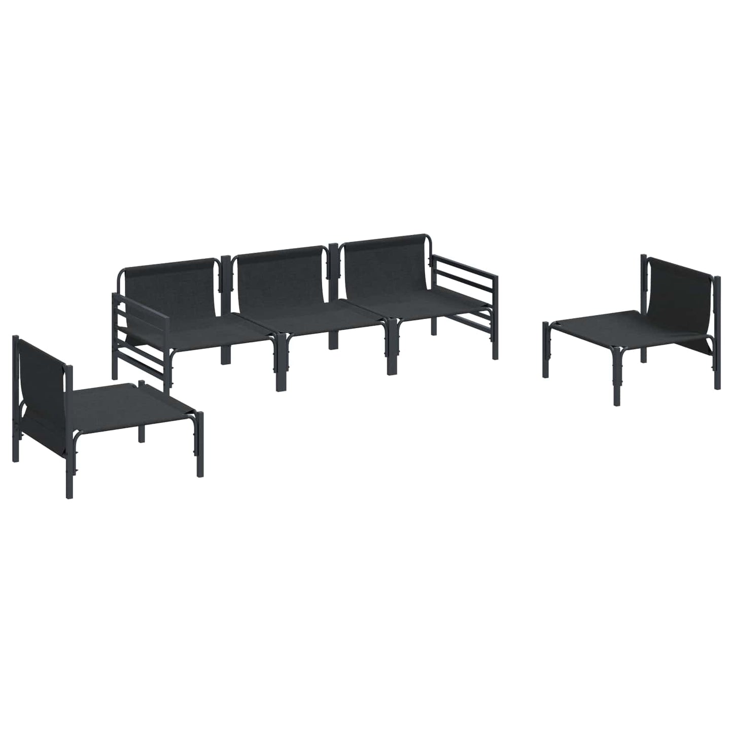 Set Divano da Giardino con cuscino 5 pcs Nero Acciaio