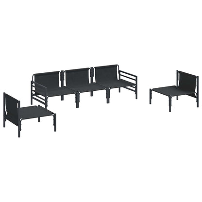 Set Divano da Giardino con cuscino 5 pcs Nero Acciaio