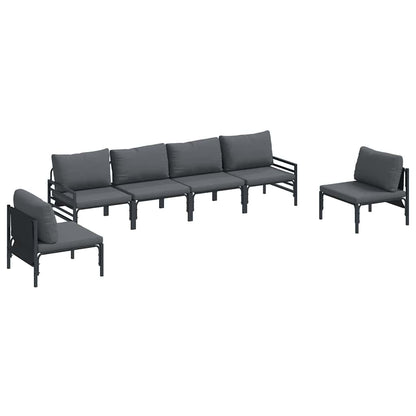Set Divano da Giardino con cuscino 6 pcs Nero Acciaio