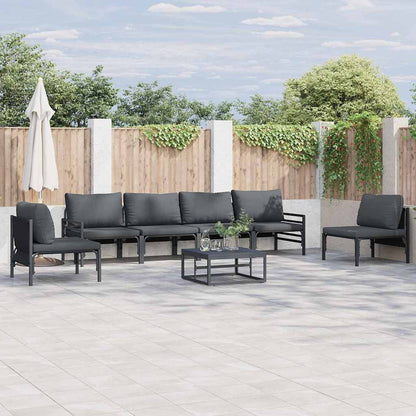 Set Divano da Giardino con cuscino 7 pcs Nero Acciaio