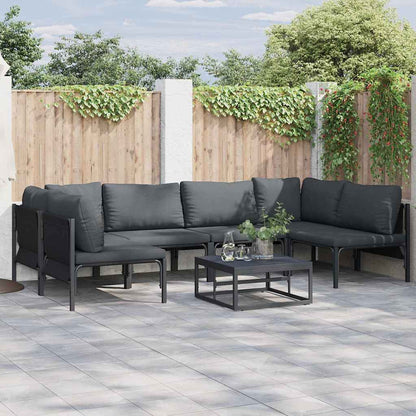 Set Divano da Giardino con cuscino 6 pcs Nero Acciaio