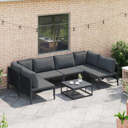Set Divano da Giardino con cuscino 6 pcs Nero Acciaio