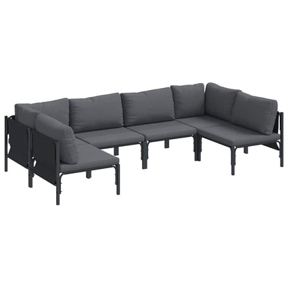 Set Divano da Giardino con cuscino 6 pcs Nero Acciaio