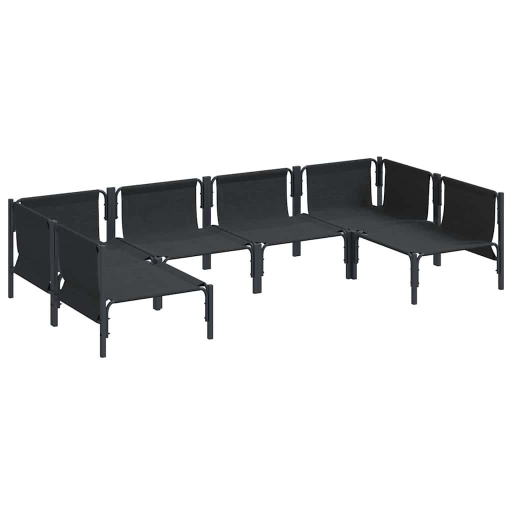 Set Divano da Giardino con cuscino 6 pcs Nero Acciaio
