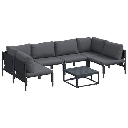 Set Divano da Giardino con cuscino 7 pcs Nero Acciaio