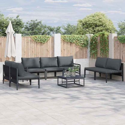 Set Divano da Giardino con cuscino 7 pcs Nero Acciaio
