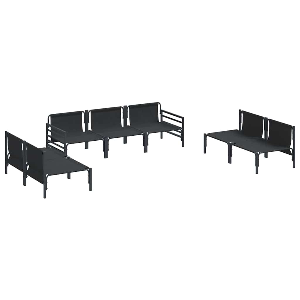 Set Divano da Giardino con cuscino 7 pcs Nero Acciaio