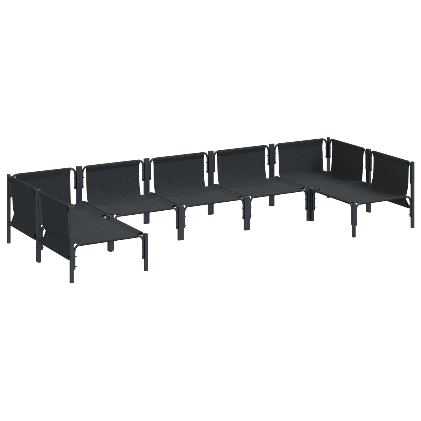 Set Divano da Giardino con cuscino 7 pcs Nero Acciaio