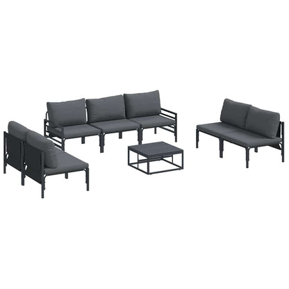 Set Divano da Giardino con cuscino 8 pcs Nero Acciaio