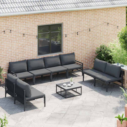 Set Divano da Giardino con cuscino 8 pcs Nero Acciaio