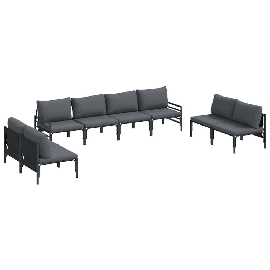 Set Divano da Giardino con cuscino 8 pcs Nero Acciaio