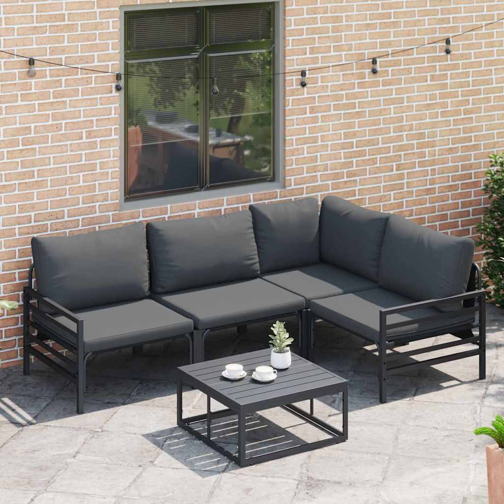 Set Divano da Giardino con cuscino 4 pcs Antracite Acciaio