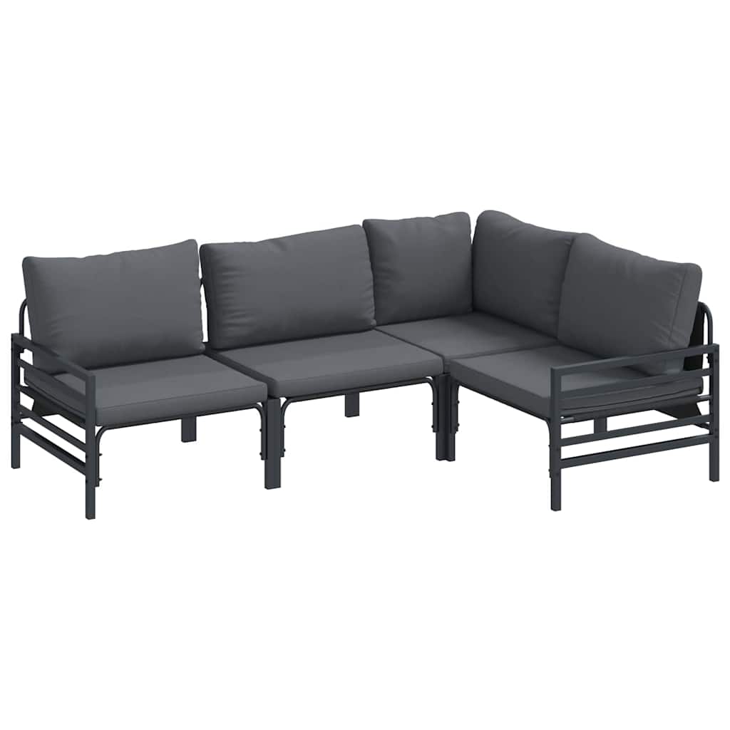 Set Divano da Giardino con cuscino 4 pcs Antracite Acciaio