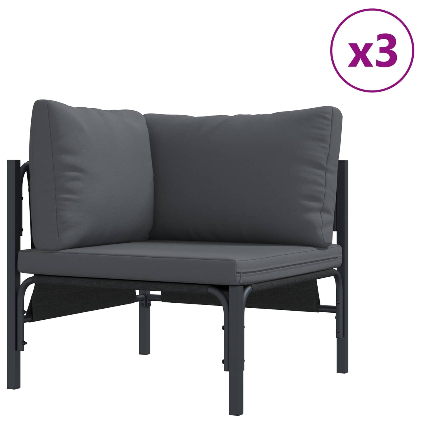 Set Divano da Giardino con cuscino 6 pcs Antracite Acciaio