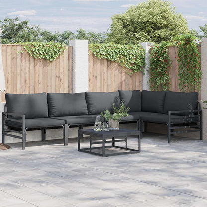 Set Divano da Giardino con cuscino 6 pcs Nero Acciaio