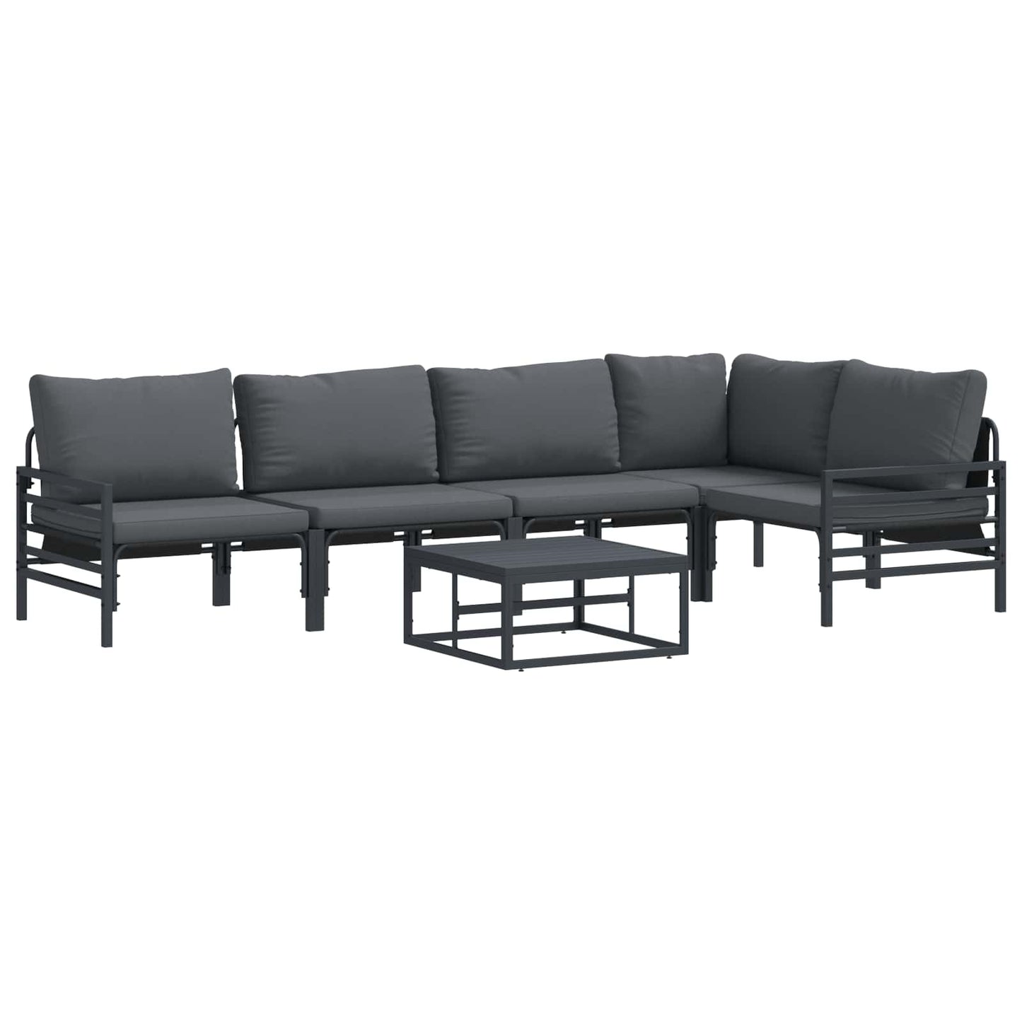 Set Divano da Giardino con cuscino 6 pcs Nero Acciaio