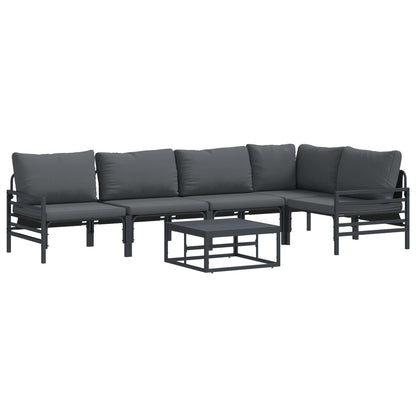 Set Divano da Giardino con cuscino 6 pcs Nero Acciaio