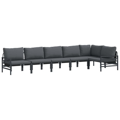 Set Divano da Giardino con cuscino 6 pcs Nero Acciaio