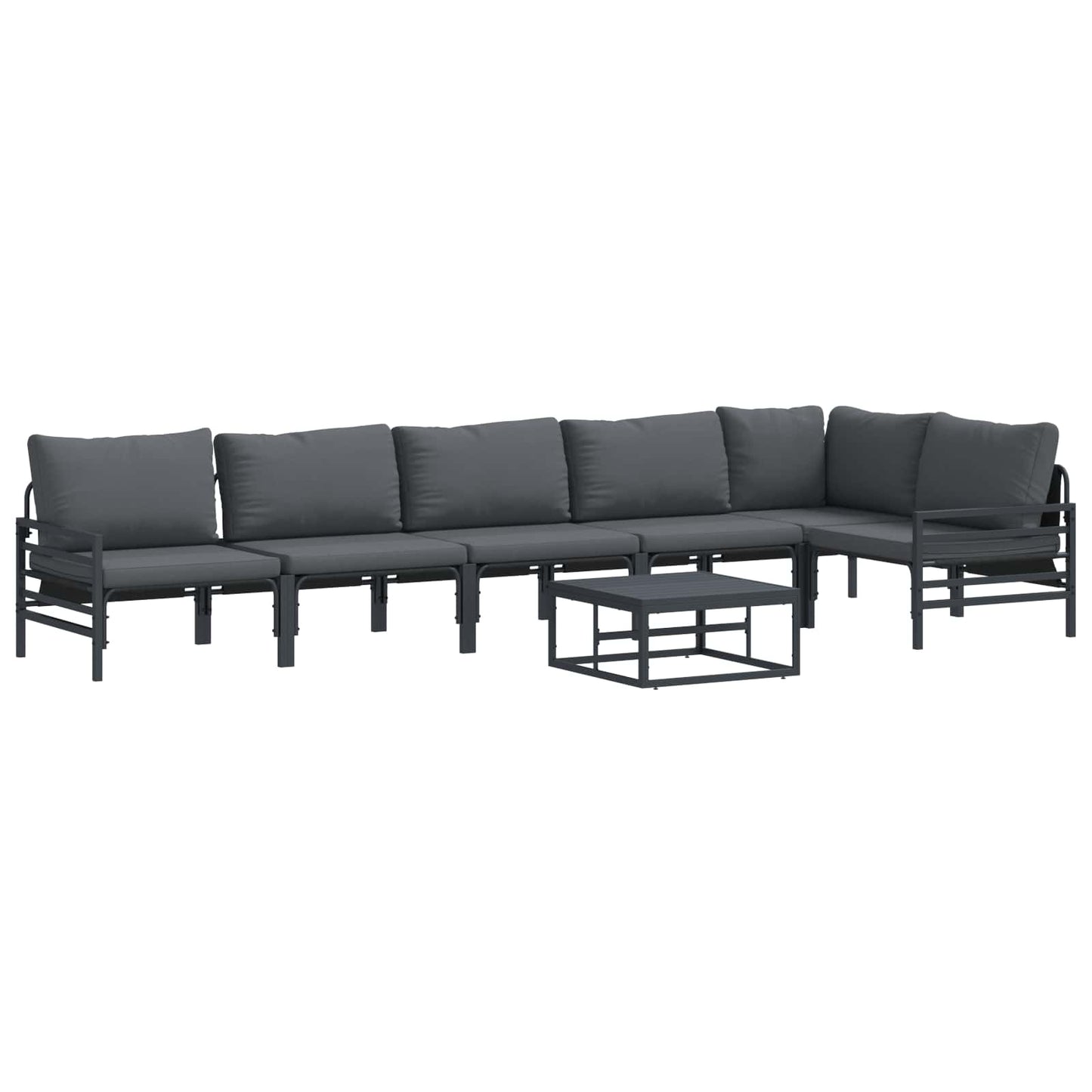 Set Divano da Giardino con cuscino 7 pcs Nero Acciaio
