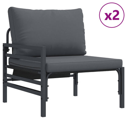 Set Divano da Giardino con cuscino 7 pcs Nero Acciaio