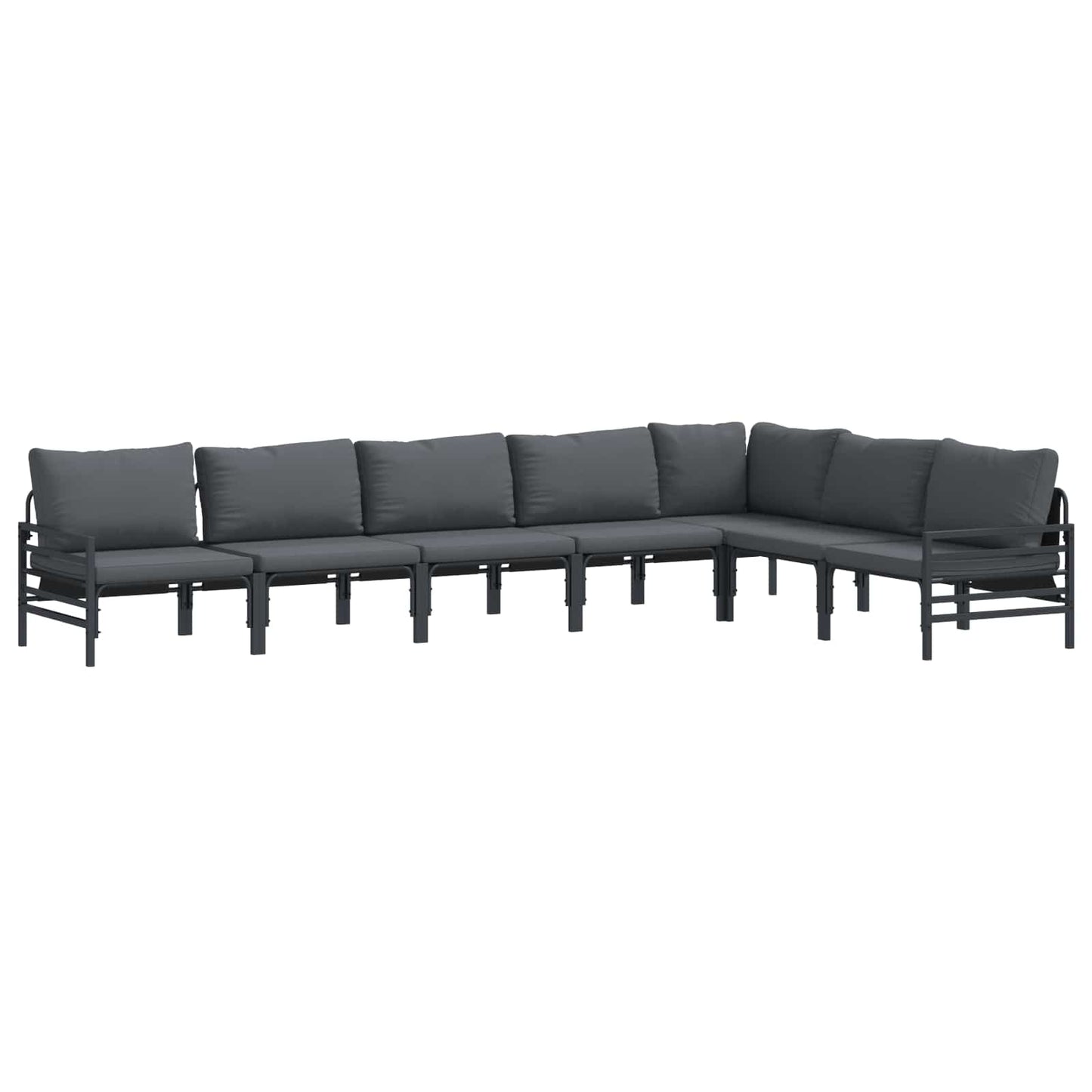 Set Divano da Giardino con cuscino 7 pcs Nero Acciaio