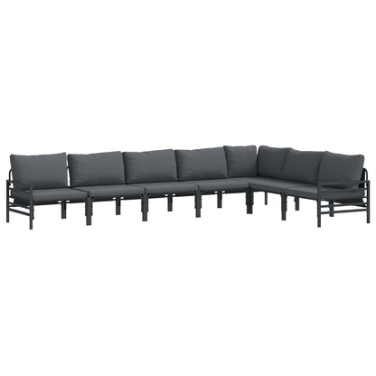 Set Divano da Giardino con cuscino 7 pcs Nero Acciaio