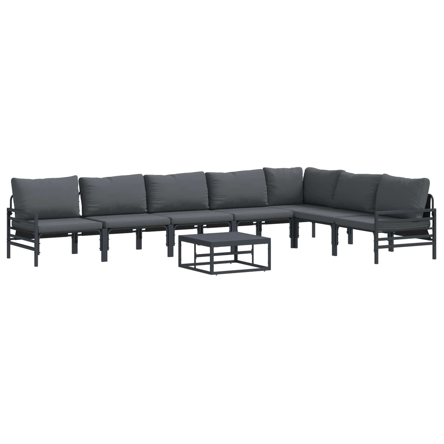 Set Divano da Giardino con cuscino 8 pcs Nero Acciaio