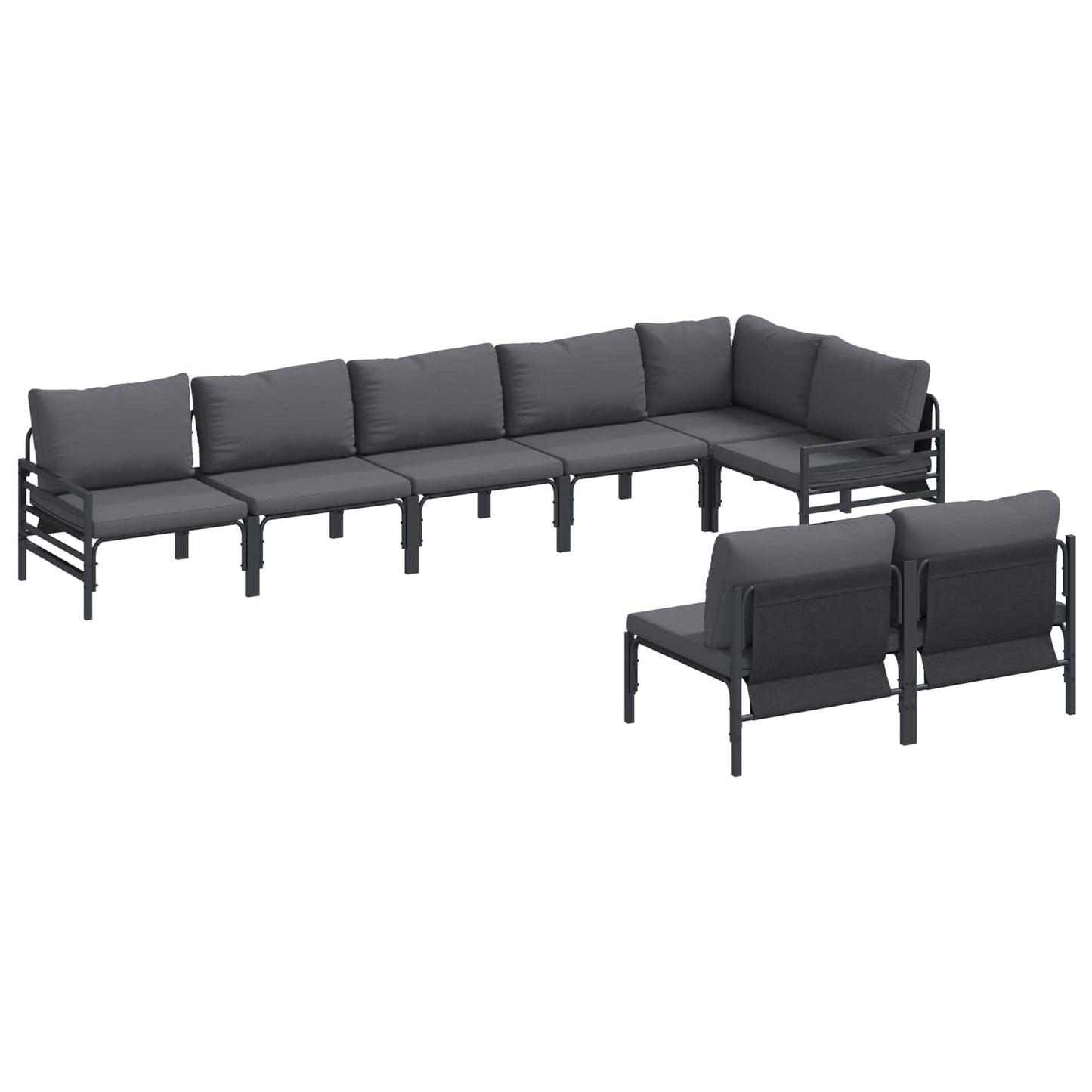 Set Divano da Giardino con cuscino Antracite Acciaio