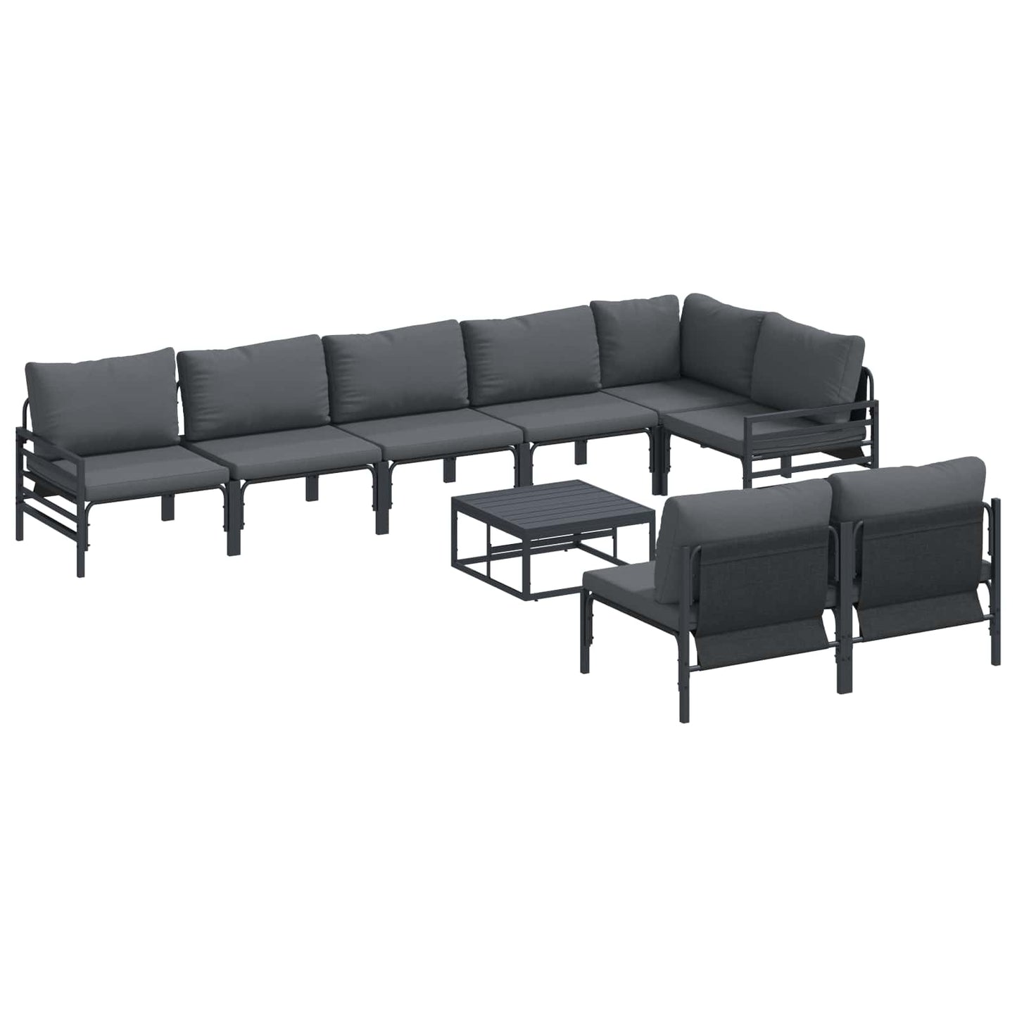 Set Divano da Giardino con cuscino Antracite Acciaio