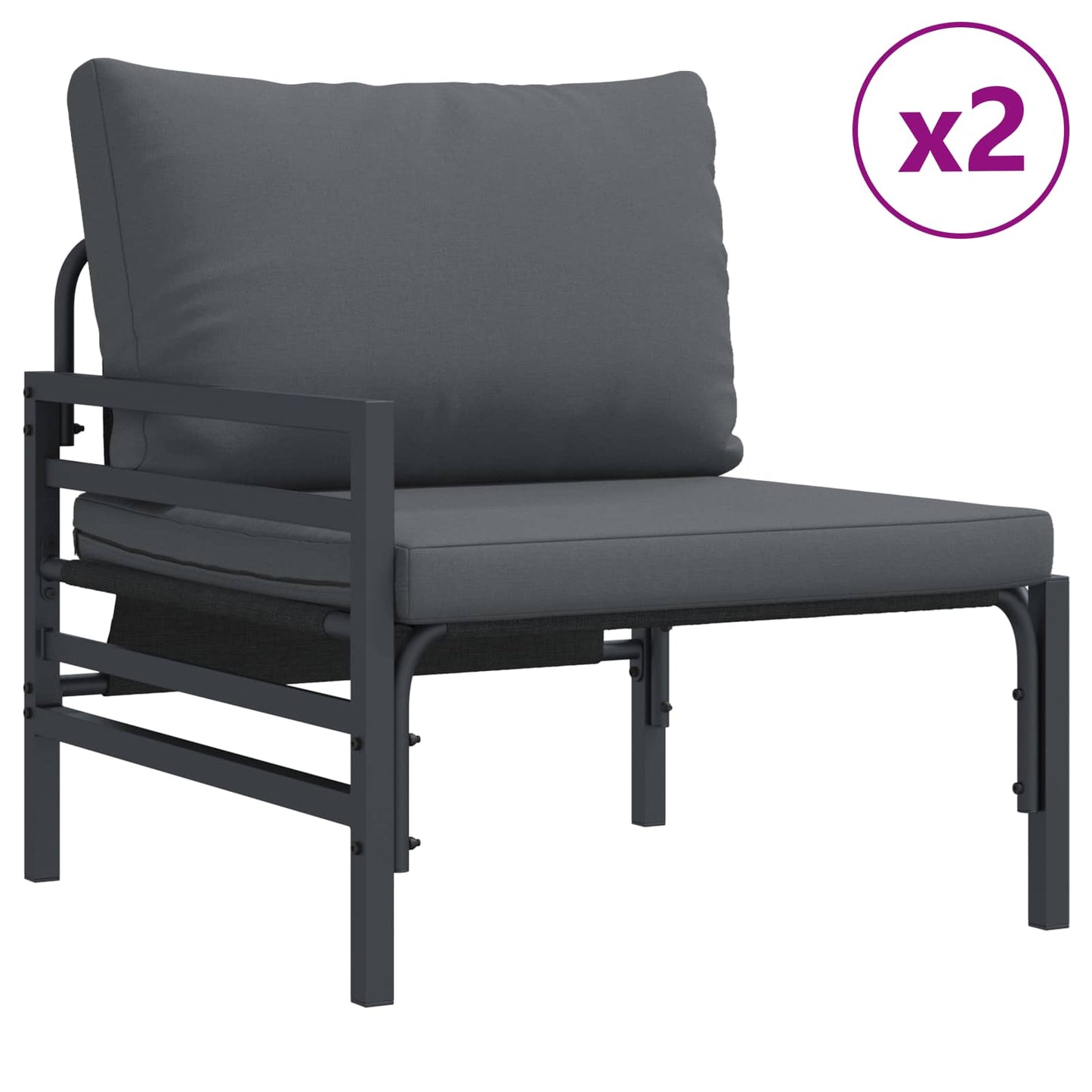 Set Divano da Giardino con cuscino Antracite Acciaio
