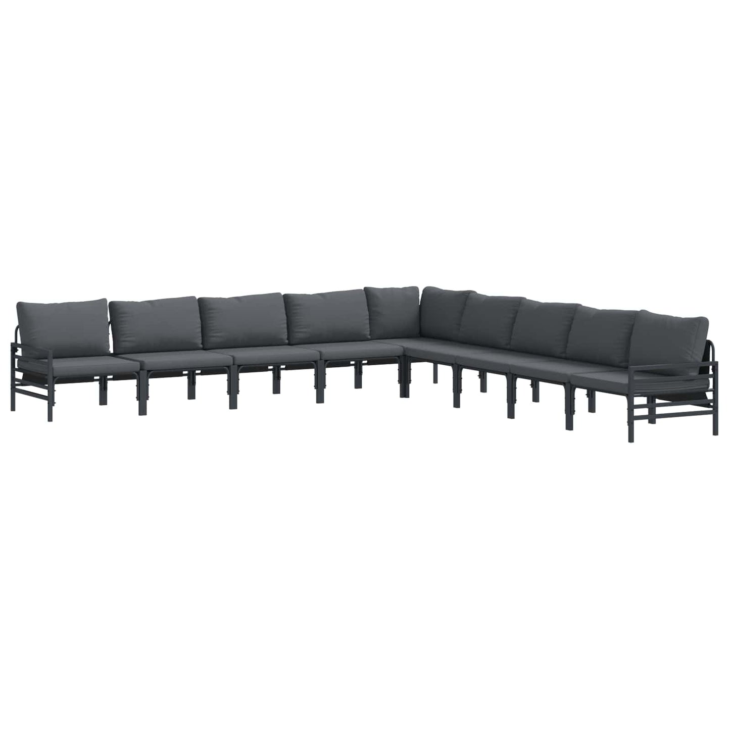 Set Divano da Giardino con cuscino 9 pcs Nero Acciaio
