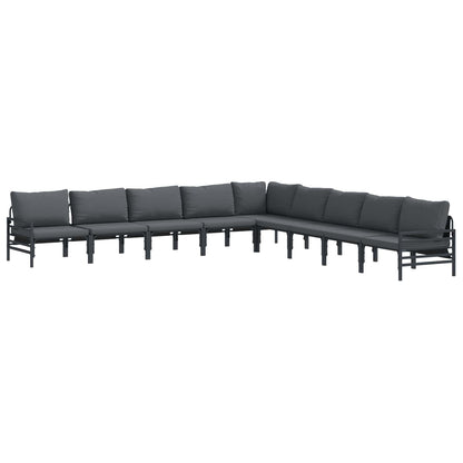 Set Divano da Giardino con cuscino 9 pcs Nero Acciaio