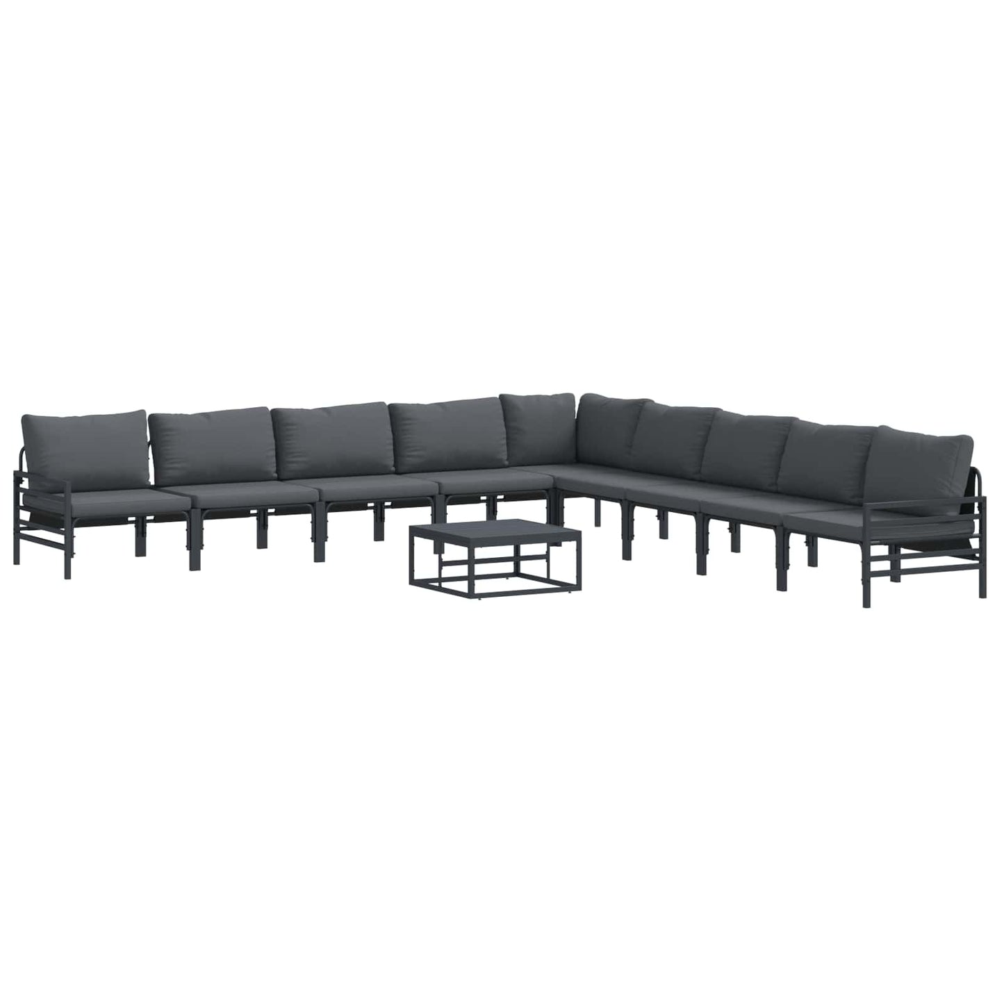 Set Divano da Giardino con cuscino 10 pcs Nero Acciaio
