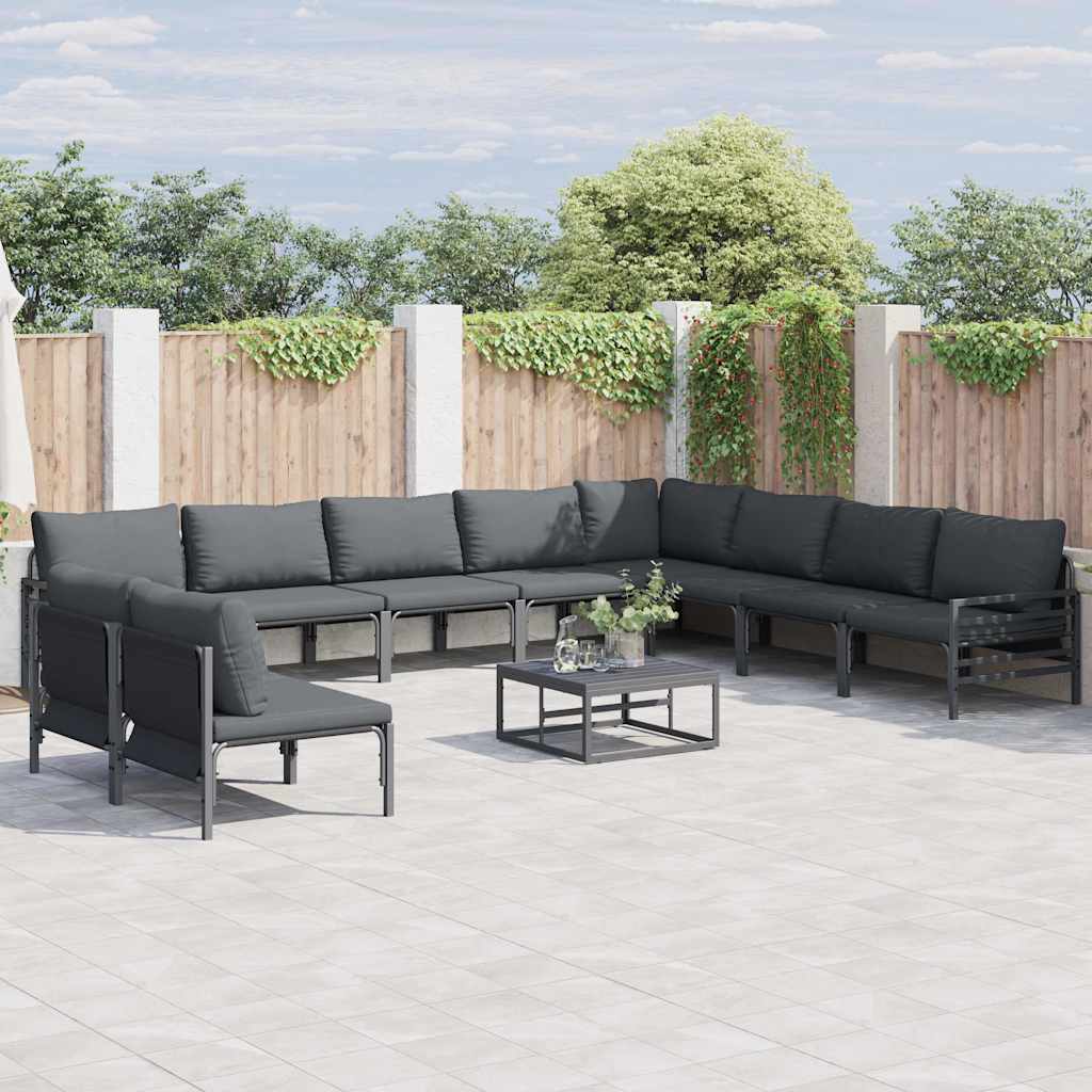 Set Divano da Giardino Antracite Acciaio