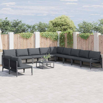 Set Divano da Giardino con cuscino 11 pcs Nero Acciaio